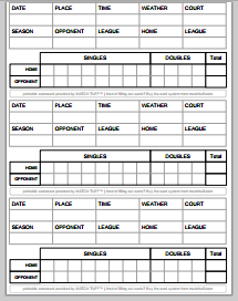 tennis score cards